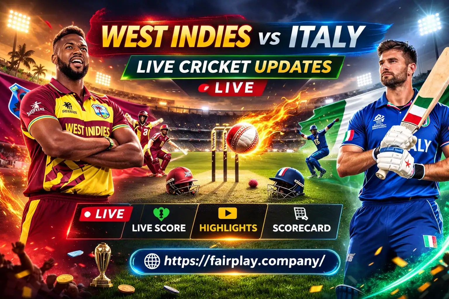 West Indies vs Italy live cricket match score update